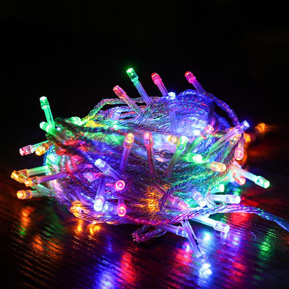 Extension Navideña LED p/Interior, 6W, RGB, 100LED/10Metros, 110Vac, Con cable verde de 1.5mm, Incluye: Control de 8 modos de operacion, IP44