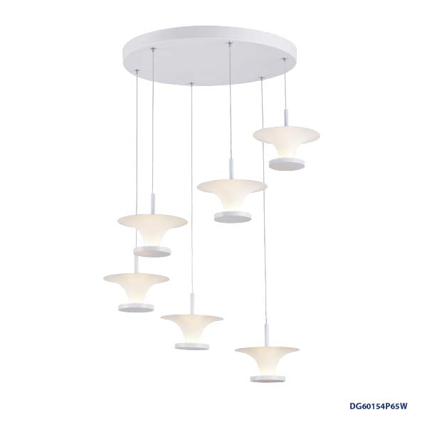 Lampara LED Decorativa Colgante, DG60154P, 30W, 6x5W, CW 6000K, 85-265Vac, Dimesiones: 500x500x1200mm, IP20