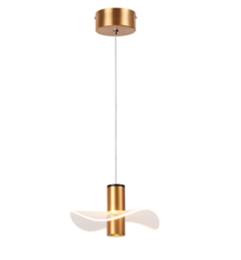 Lampara LED Decorativa Colgante, PC60481P, 7W, NW 4000K, 85-265Vac, Dimensiones: 200x200x1500mm, IP20, Dorado