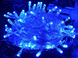 [P-00239] Extension Navideña LED p/Interior, 4.8W, Azul, 100LED/10Metros, 110Vac, Con cable verde, Incluye: Control de 8 modos de operacion, IP44