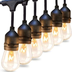 [P-00248] Extensiones Guirnaldas tipo Toscanas con Bombillas de Filamento Vintage tipo S14, 2700K, clear, con 15 zocalos E27, 110-130Vac, con cable negro de 48'