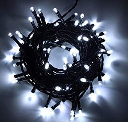 [P-00266] Extensión Navideña LED p/Exterior, 8W, CW 6000K, 200LED/10Metros, 110Vac, Con cable verde de 1.5mm, IP55