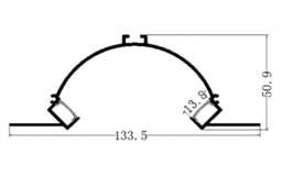 [P-00301] Perfil de Aluminio p/Cinta LED con PCB de 12mm, DG-E13451, Medidas: 133.5x50.9x2000mm, p/Empotrar, incluye: difusor opal con nivel de transparencia de un 65%, 2 tapas terminales y 4 tornillos, Plateado