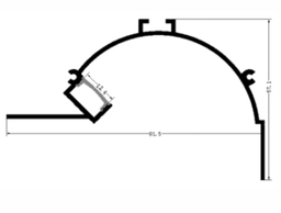 [P-00305] Perfil de Aluminio p/Cinta LED con PCB de 12mm, DG-EE9257, Medidas: 91.5x57.1x2000mm, p/Empotrar de Esquina, incluye: difusor opal con nivel de transparencia de un 65%, 2 tapas terminales y 4 tornillos, Plateado