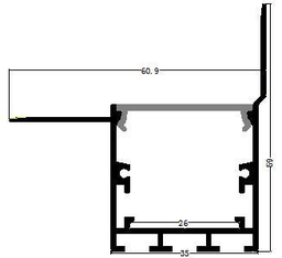 [P-00311] Perfil de Aluminio p/Cinta LED con PCB de 26mm, DG-EE6159, Medidas: 60.9x59x2000mm, p/Empotrar de Esquina, incluye: difusor opal con nivel de transparencia de un 65%, 2 tapas terminales y 4 tornillos, Plateado