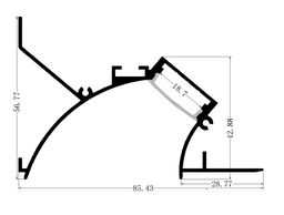 [P-00326] Perfil de Aluminio p/Cinta LED con PCB de 8-15mm, DG-E8657, Medidas: 85.43x56.77x2500mm, p/Empotrar, incluye: difusor opal con nivel de transparencia de un 65%, 2 tapas terminales, Blanco