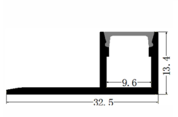 [P-00332] Perfil de Aluminio p/Cinta LED con PCB de 9mm, DG-E3313, Medidas: 32.5x13.4x2000mm, p/Empotrar, incluye: difusor opal con nivel de transparencia de un 65% y 2 tapas terminales, Plateado