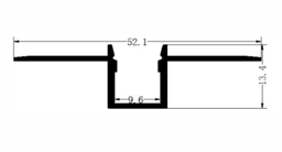 [P-00333] Perfil de Aluminio p/Cinta LED con PCB de 9mm, DG-E5213, Medidas: 52.1x13.4x2000mm, p/Empotrar, incluye: difusor opal con nivel de transparencia de un 65% y 2 tapas terminales, Plateado