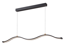 [P-00340] Lampara LED Decorativa Colgante, DG50346P, 48W, NW 4000K, 85-265Vac, Dimensioes: 1200x60x1500mm, IP20, Negra con dorado