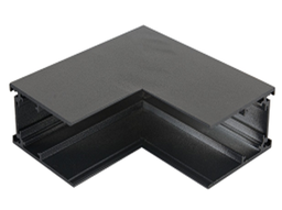 [P-00408] Conector Vertical en L p/Riel de Superficie de 1 Metro p/Lampara Magnetica, 2 cables, 48Vdc y 20mm de ancho, Negro