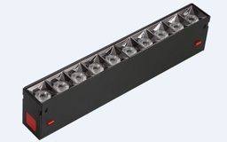 [P-00433] Lampara Lineal Magnetica LED p/Riel de 40mm de ancho con Rejilla, 16W, 10.63&quot;(270mm), NW 4000K, 100-260Vac, Dimmable, Instalacion: Empotrar o Superficie, 38 Grados, Negra