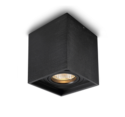 [P-00548] Aplique de Techo (Cajetin) Cuadrado p/Bombilla, DG-5649, Base: GU10, Dimensiones: 80x80x85mm, Negro