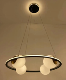 [P-00551] Lampara LED Decorativa Colgante, DG60190P, 32W, NW 4000K, 85-265Vac, Dimensiones:  590x590x1500mm, IP20, Verde oscuro con negro