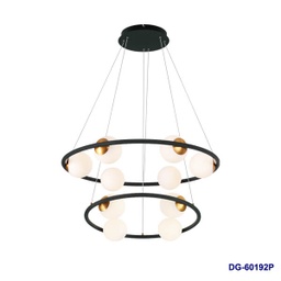 [P-00553] Lampara LED Decorativa Colgante, DG60192P, 80W, NW 4000K, 85-265Vac, Dimensiones:  780x780x1500mm, IP20, Verde oscuro con dorado