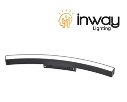 [P-00643] Lampara Lineal Magnetica LED tipo Arco p/Riel de 20mm de ancho, 12W, 14.17&quot;(360mm), NW 4000K, 48Vdc, Instalacion: Empotrar o Superficie, 200 Grados, Negra